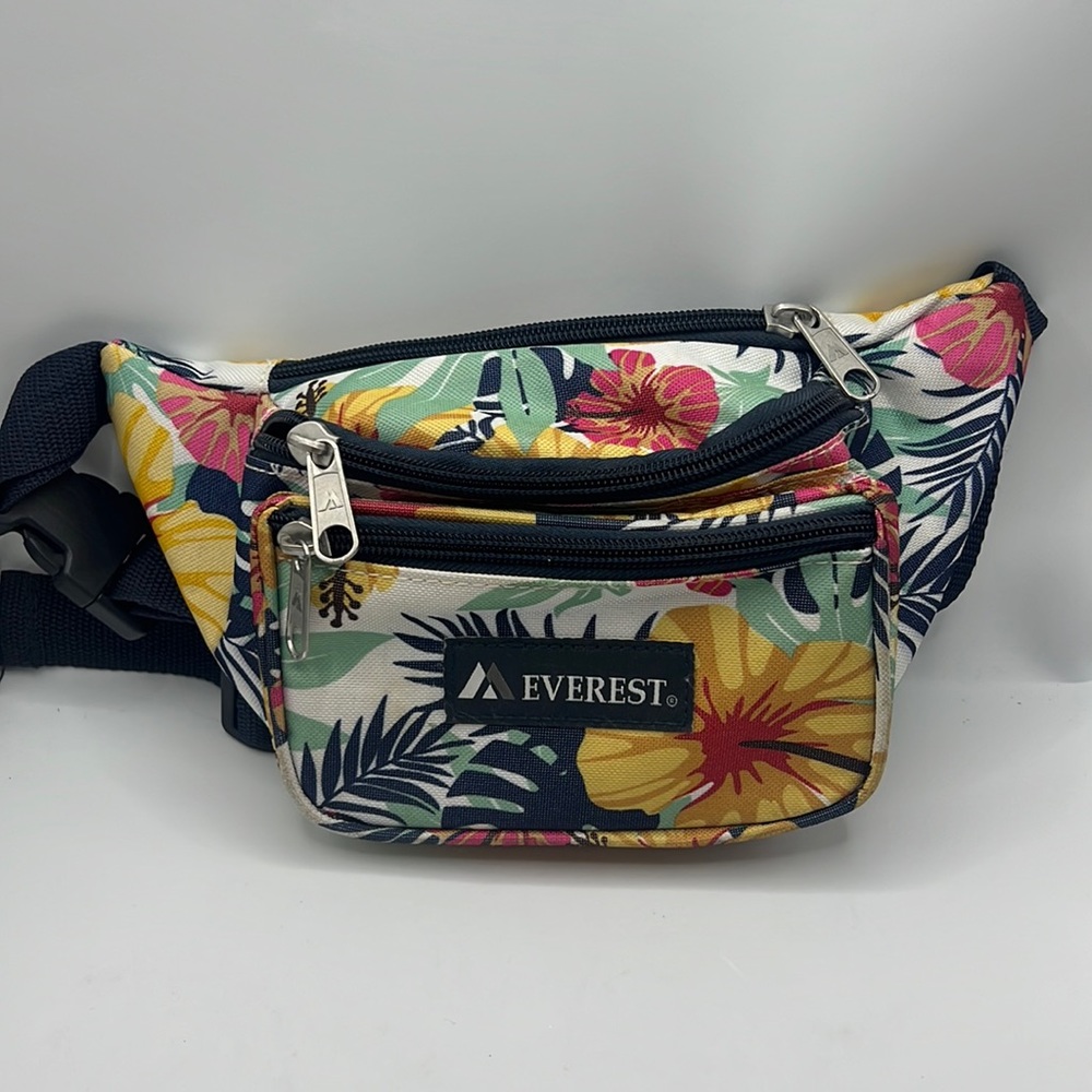 Everest white floral waist hip bag tropical print belt bag vacation vacay travel